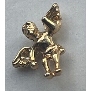 Guardian Angel Vintage Lapel Pin Tie Tack Gold Tone Christian Made in USA New‎